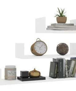 vidaXL Wall Display Shelf 3 pcs White Chipboard