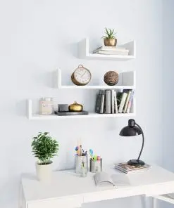 vidaXL Wall Display Shelf 3 pcs White Chipboard