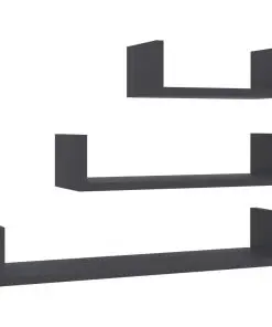 vidaXL Wall Display Shelf 3 pcs Grey Chipboard