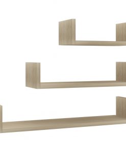 vidaXL Wall Display Shelf 3 pcs Sonoma Oak Chipboard