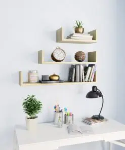 vidaXL Wall Display Shelf 3 pcs Sonoma Oak Chipboard