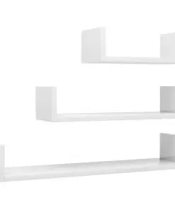 vidaXL Wall Display Shelf 3 pcs High Gloss White Chipboard