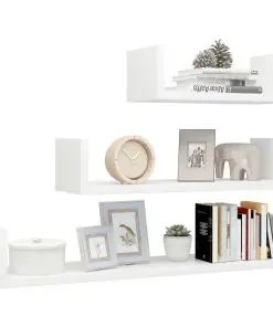 vidaXL Wall Display Shelf 3 pcs High Gloss White Chipboard