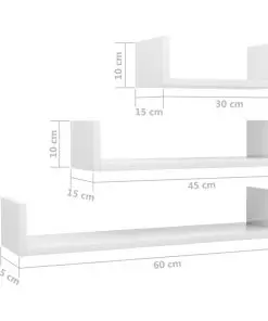 vidaXL Wall Display Shelf 3 pcs High Gloss White Chipboard