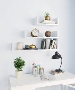 vidaXL Wall Display Shelf 3 pcs High Gloss White Chipboard