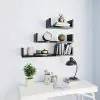 vidaXL Wall Display Shelf 3 pcs High Gloss Black Chipboard vidaXL Wall Display Shelf 3 pcs High Gloss Black Chipboard