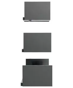 vidaXL Wall Display Shelf 3 pcs High Gloss Grey Chipboard