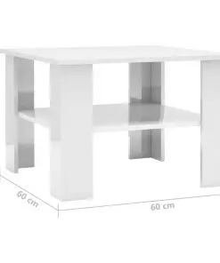 vidaXL Coffee Table High Gloss White 60x60x42 cm Chipboard