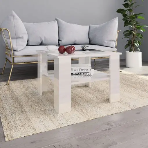 vidaXL Coffee Table High Gloss White 60x60x42 cm Chipboard