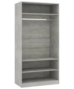 vidaXL Wardrobe Concrete Grey 100x50x200 cm Chipboard