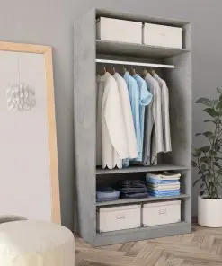 vidaXL Wardrobe Concrete Grey 100x50x200 cm Chipboard
