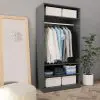 vidaXL Wardrobe High Gloss Grey 100x50x200 cm Chipboard