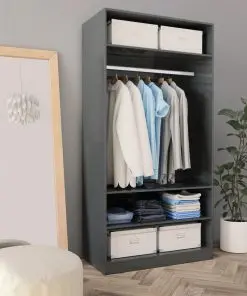 vidaXL Wardrobe High Gloss Grey 100x50x200 cm Chipboard