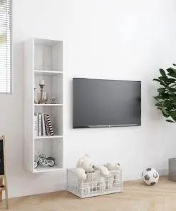 vidaXL Book Cabinet/TV Cabinet High Gloss White 143x30x36 cm