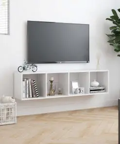 vidaXL Book Cabinet/TV Cabinet High Gloss White 143x30x36 cm