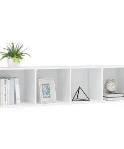 vidaXL Book Cabinet/TV Cabinet High Gloss White 143x30x36 cm