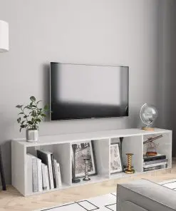 vidaXL Book Cabinet/TV Cabinet High Gloss White 143x30x36 cm