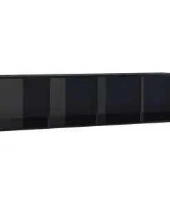 vidaXL Book Cabinet/TV Cabinet High Gloss Black 143x30x36 cm