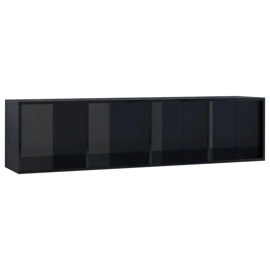 vidaXL Book Cabinet/TV Cabinet High Gloss Black 143x30x36 cm
