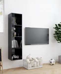 vidaXL Book Cabinet/TV Cabinet High Gloss Black 143x30x36 cm