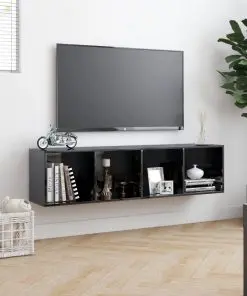 vidaXL Book Cabinet/TV Cabinet High Gloss Black 143x30x36 cm