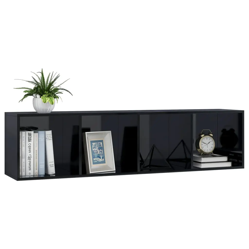 vidaXL Book Cabinet/TV Cabinet High Gloss Black 143x30x36 cm