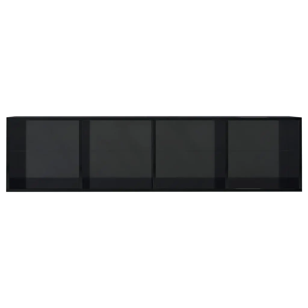 vidaXL Book Cabinet/TV Cabinet High Gloss Black 143x30x36 cm
