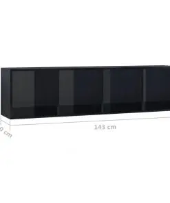 vidaXL Book Cabinet/TV Cabinet High Gloss Black 143x30x36 cm