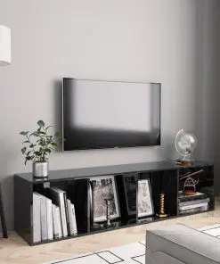 vidaXL Book Cabinet/TV Cabinet High Gloss Black 143x30x36 cm