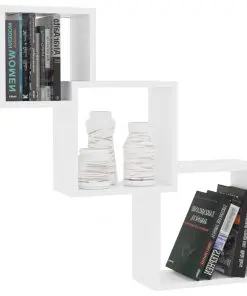 vidaXL Cube Wall Shelves White 84.5x15x27 cm Chipboard