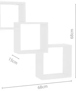 vidaXL Cube Wall Shelves White 84.5x15x27 cm Chipboard