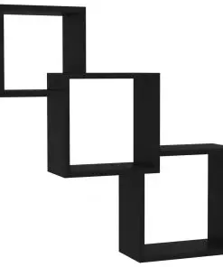 vidaXL Cube Wall Shelves Black 84.5x15x27 cm Chipboard