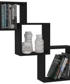 vidaXL Cube Wall Shelves Black 84.5x15x27 cm Chipboard