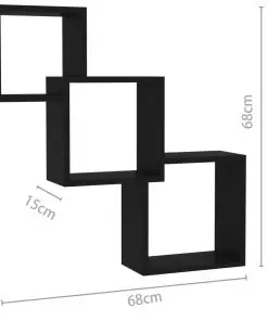 vidaXL Cube Wall Shelves Black 84.5x15x27 cm Chipboard