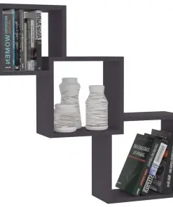 vidaXL Cube Wall Shelves Grey 84.5x15x27 cm Chipboard