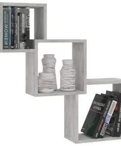 vidaXL Cube Wall Shelves Concrete Grey 84.5x15x27 cm Chipboard