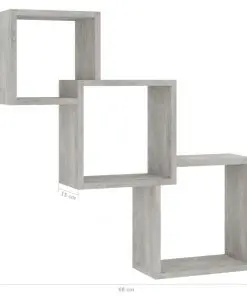 vidaXL Cube Wall Shelves Concrete Grey 84.5x15x27 cm Chipboard