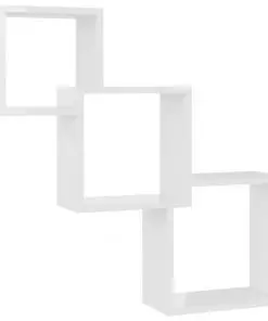 vidaXL Cube Wall Shelves High Gloss White 84.5x15x27 cm Chipboard