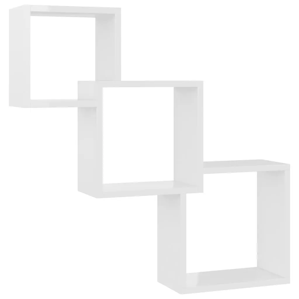 vidaXL Cube Wall Shelves High Gloss White 84.5x15x27 cm Chipboard