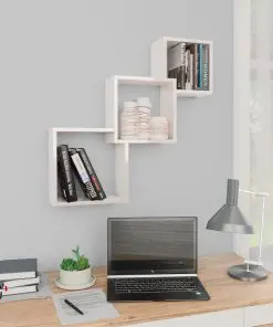 vidaXL Cube Wall Shelves High Gloss White 84.5x15x27 cm Chipboard
