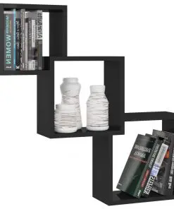 vidaXL Cube Wall Shelves High Gloss Black 84.5x15x27 cm Chipboard
