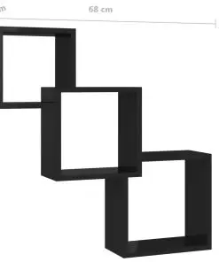 vidaXL Cube Wall Shelves High Gloss Black 84.5x15x27 cm Chipboard