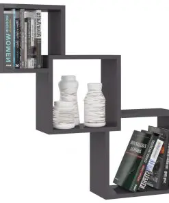 vidaXL Cube Wall Shelves High Gloss Grey 84.5x15x27 cm Chipboard