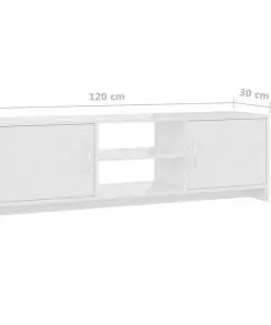 vidaXL TV Cabinet High Gloss White 120x30x37,5 cm Chipboard