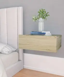 vidaXL Floating Nightstand Sonoma Oak 40x30x15 cm Chipboard