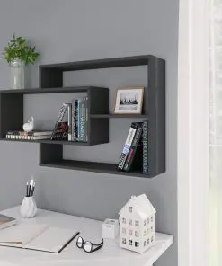 vidaXL Wall Shelves Grey 104x24x60 cm Chipboard