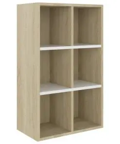 vidaXL Book Cabinet/Sideboard White and Sonoma Oak 66x30x97.8 cm Chipboard