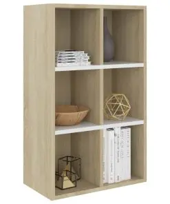 vidaXL Book Cabinet/Sideboard White and Sonoma Oak 66x30x97.8 cm Chipboard