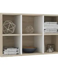 vidaXL Book Cabinet/Sideboard White and Sonoma Oak 66x30x97.8 cm Chipboard