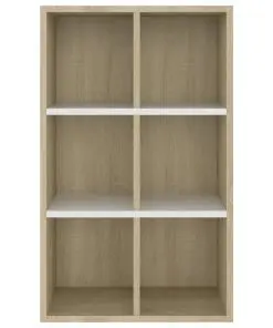 vidaXL Book Cabinet/Sideboard White and Sonoma Oak 66x30x97.8 cm Chipboard